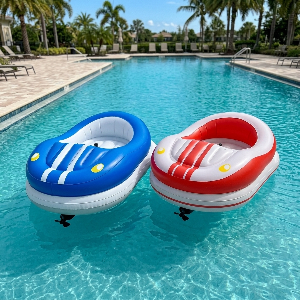 SplashKarts bumper cars in pool